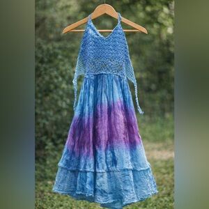 Blue Crochet Kids Casual Dress